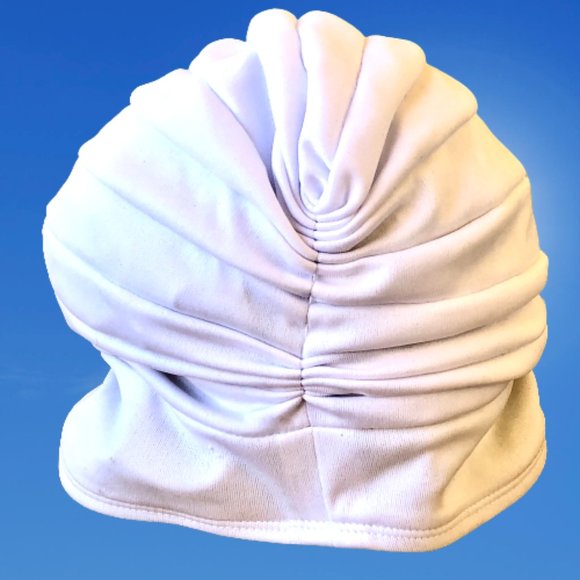 Vintage Womens White Swim Bathing Turban Latex Polyester Pleated DAMAGED - Picture 6 of 12